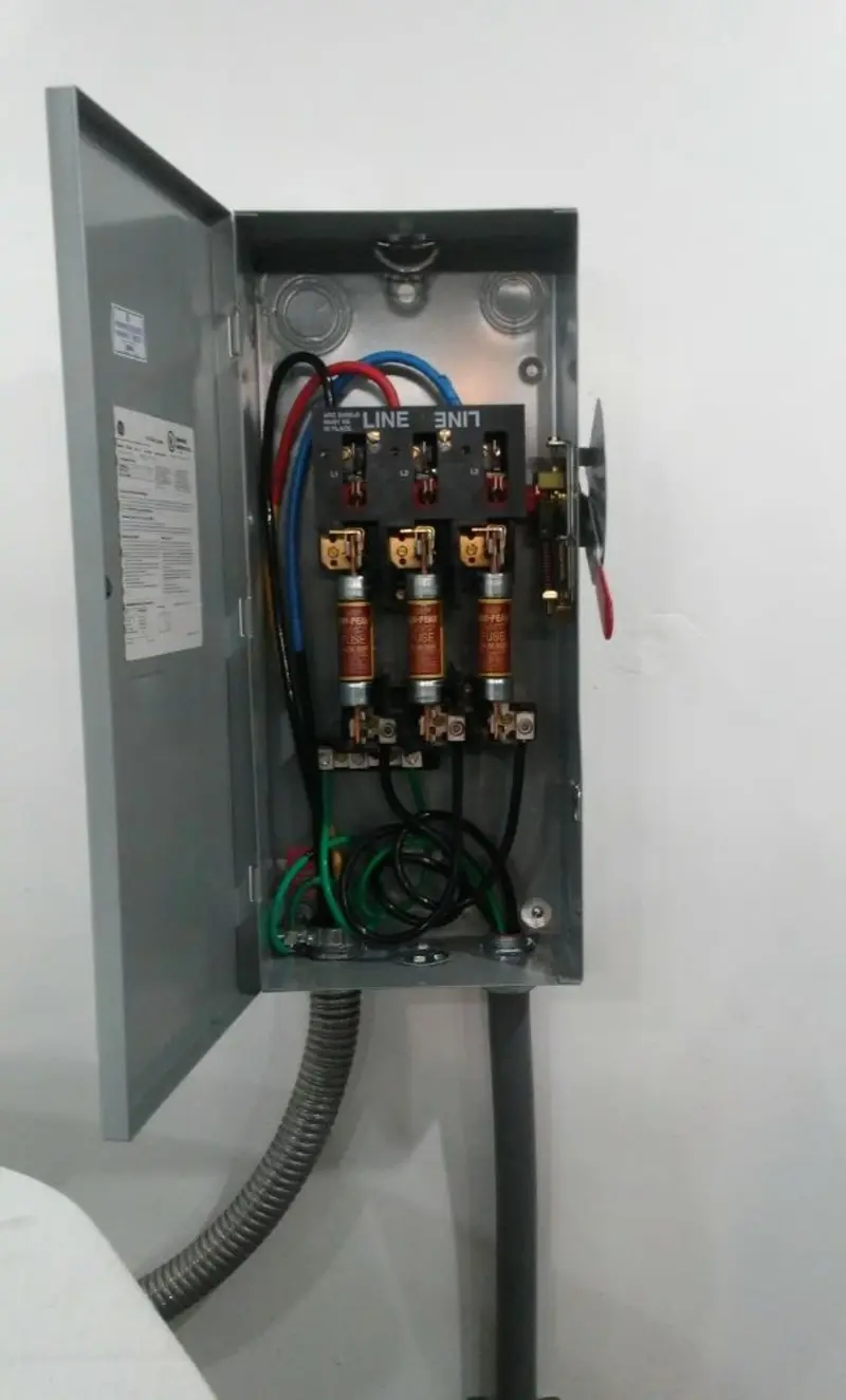 Three-phase disconnect switch installed for Smoke Detector Installation in Loch Lomond